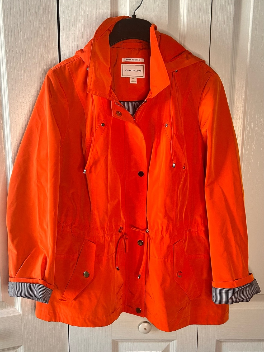 Charter Club Women’s PXL Water Resistant Hooded Anorak Zip Up Button Jacket NWT‎
